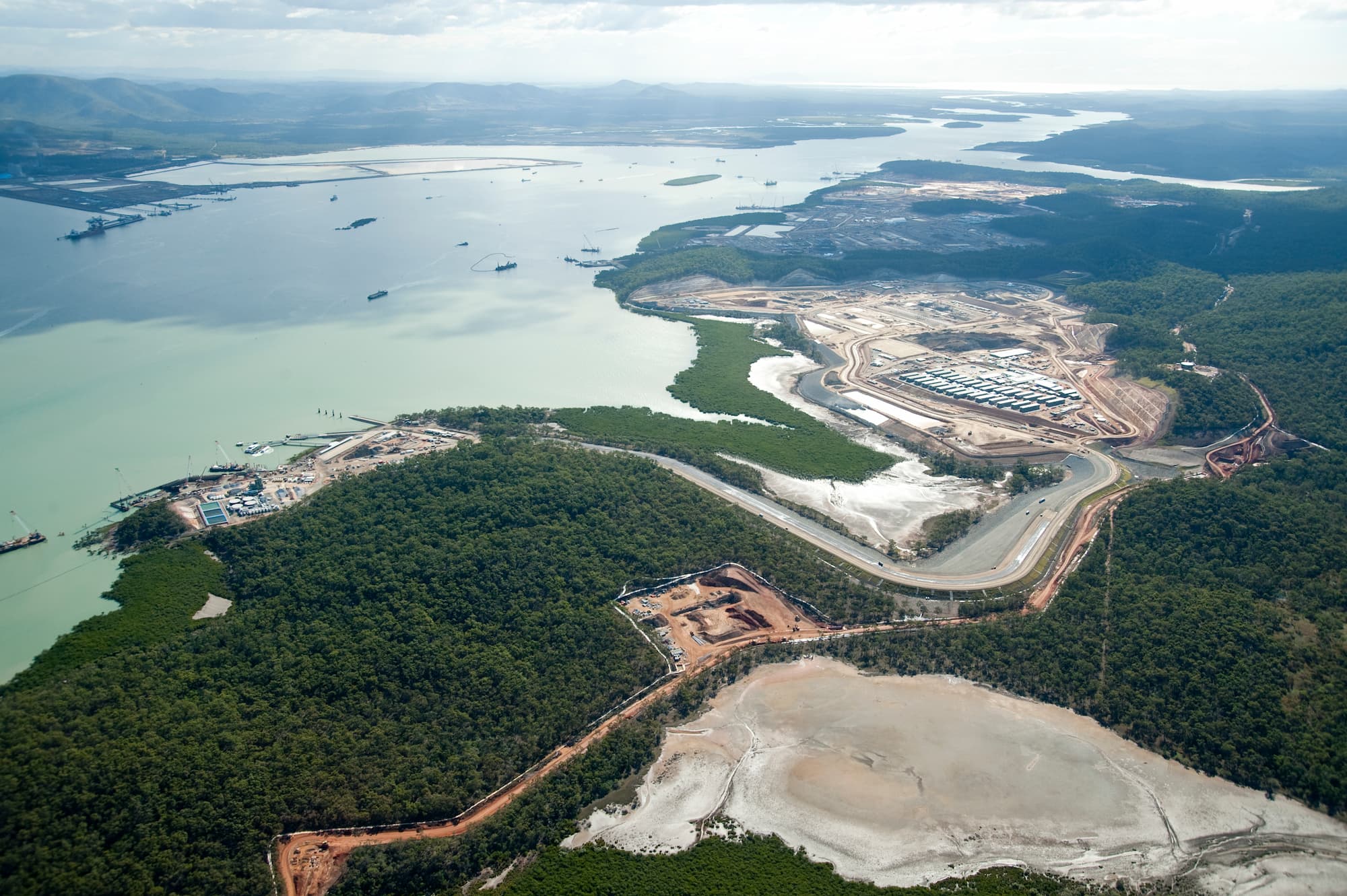 Aerial view of the Curtis Island job site.