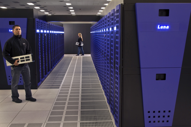 Luna is an1600-node TriLab Linux Capacity Cluster (TLCC) system, available for use by the ASC Computing program. It features Intel Sandybridge processors and a QlogicIn finiband (IB) Quad Data Rate (QDR) network in a fat tree topology.