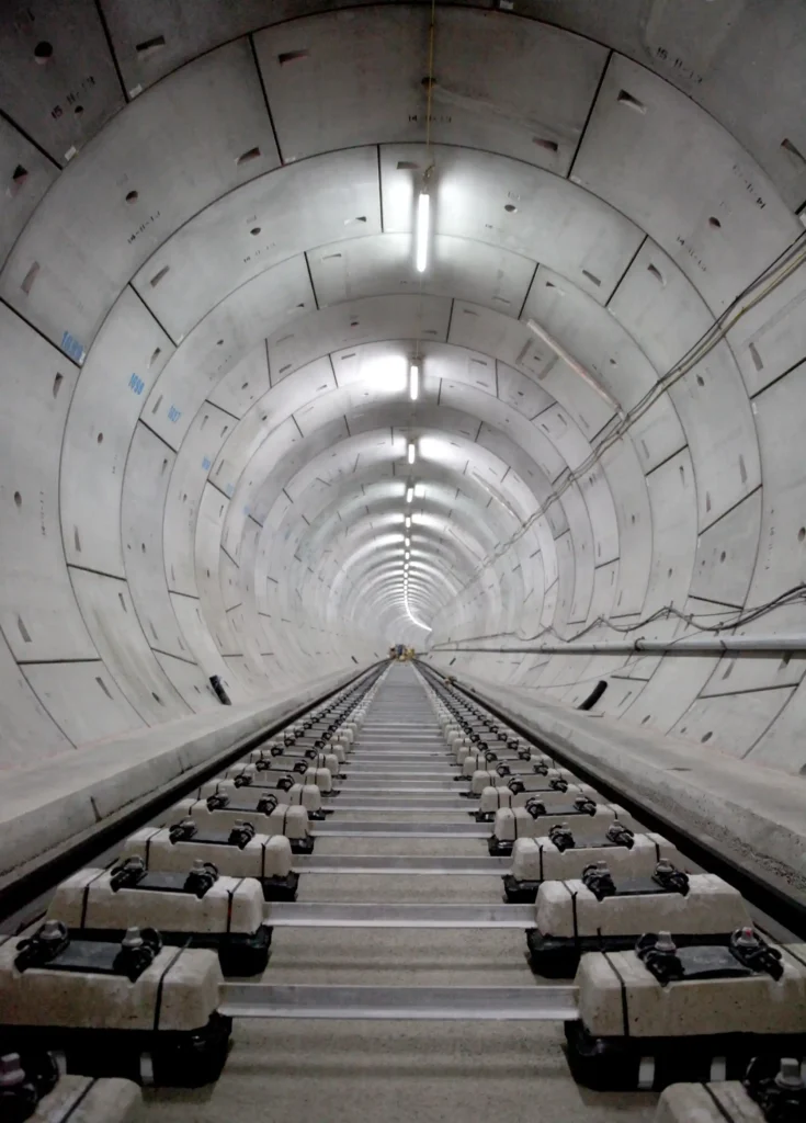 Railway systems track slab installation in Crossrail tunnels.