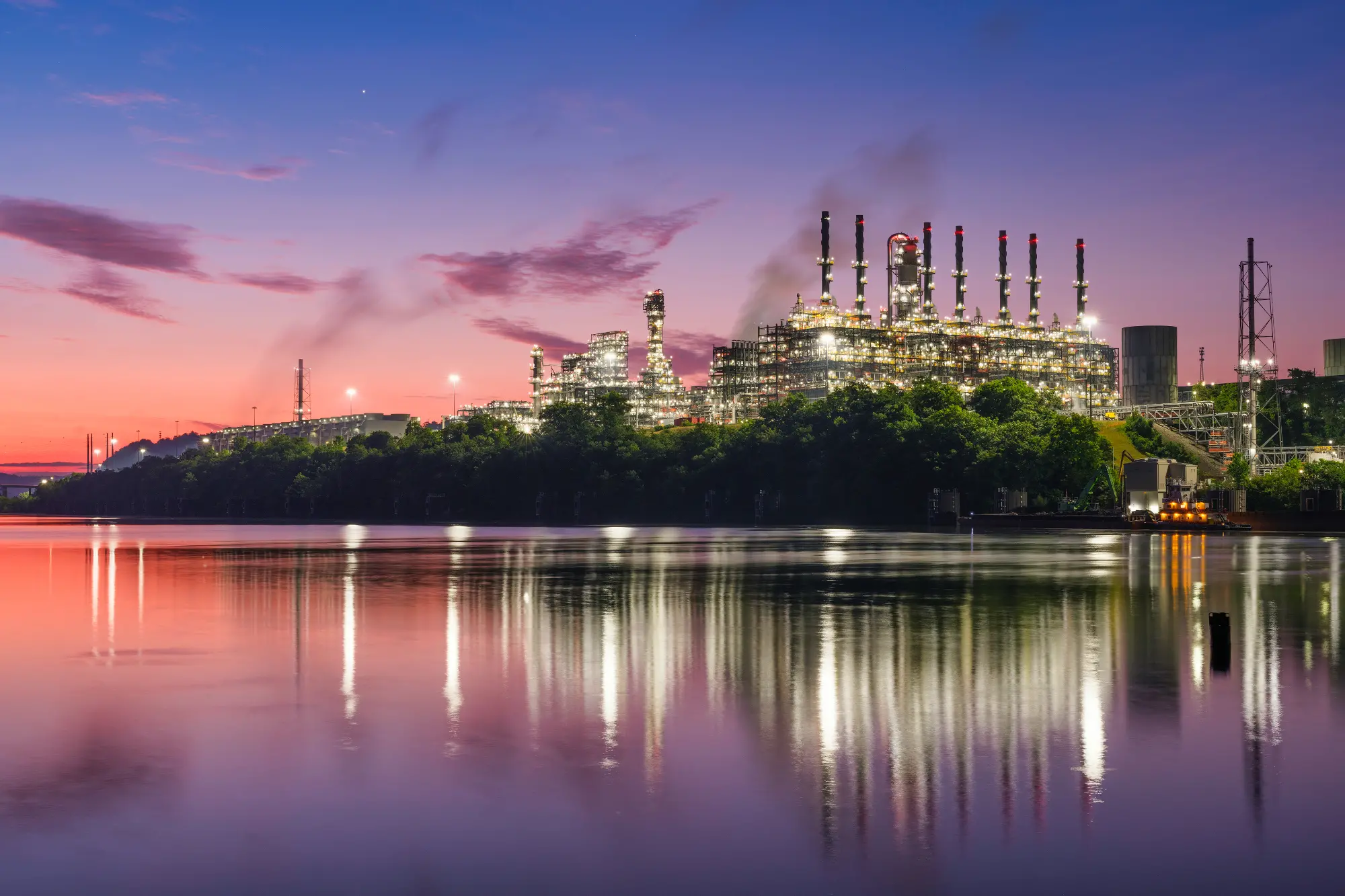Professional artistic sunset photo of the Pennsylvania Chemicals site.