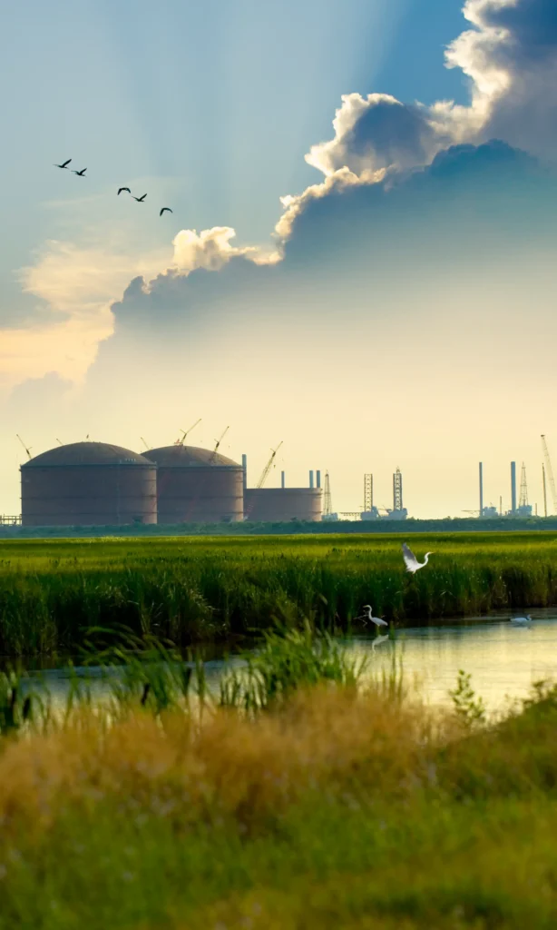 LNG tanks at Sabine Pass.